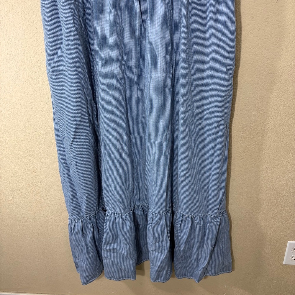 NWT Lane Bryant Dress “Denim” White Stripe Tiered Midi Dress Sz 18 Coastal Boho - Picture 4 of 11